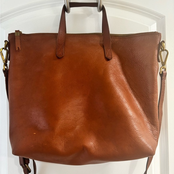 Madewell Brown Leather Zip Top Carryall Crossbody Bag - Picture 7 of 14